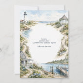 New England romantische vuurtoren kust bruiloft Kaart (Achterkant)