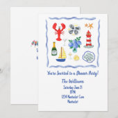 New England Seafood Thema Dinner Party Kaart (Voorkant / Achterkant)