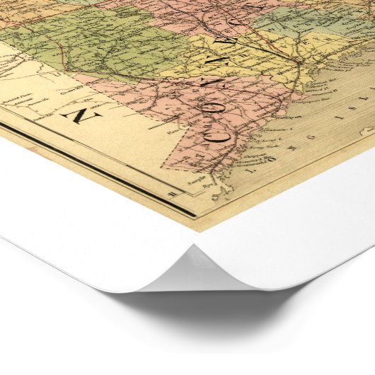 New England States Map 1839 Poster (Hoek)