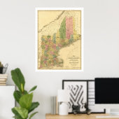 New England States Map 1839 Poster (Thuiskantoor)