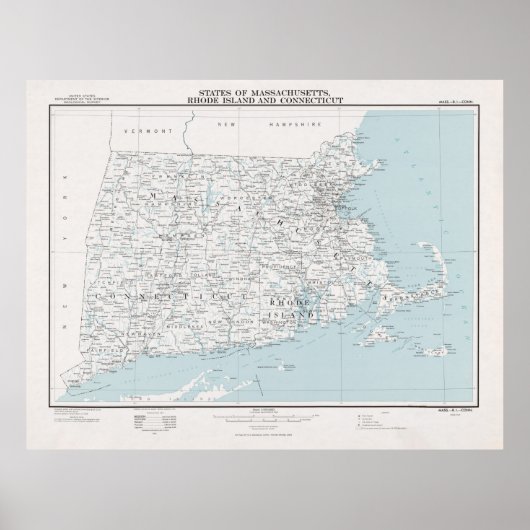 New England States Map (1975) Poster (Voorkant)