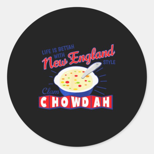 New England Style Clam Chowder  Ronde Sticker (Voorkant)