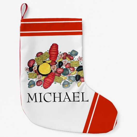 New England Summer Clambake Seafood Dinner Food Kleine Kerstsok (Voorkant)