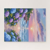 New England Summer | Hydrangea Beach Painting Legpuzzel (Horizontaal)