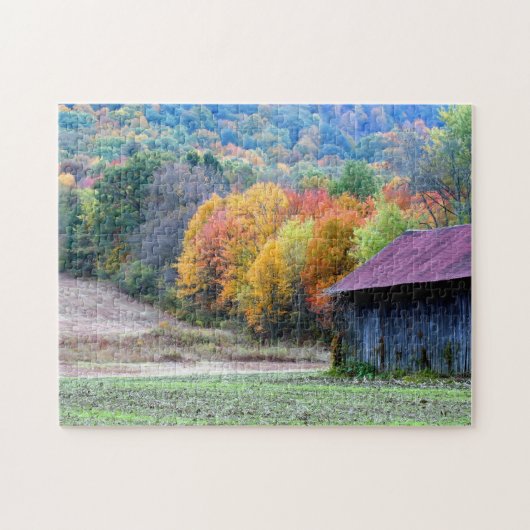 New England Tobacco Barn Autumn Foliage Natuur Legpuzzel (Horizontaal)