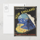 New England Travel Poster Briefkaart (Voorkant / Achterkant)