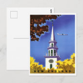 New England, uitkijktoren, vintage vliegreizen Briefkaart (Voorkant / Achterkant)