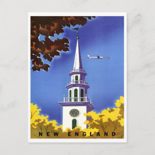 New England, uitkijktoren, vintage vliegreizen Briefkaart