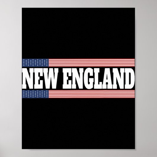 New England Usa Flag Patriotic State Varsity New E Poster (Voorkant)