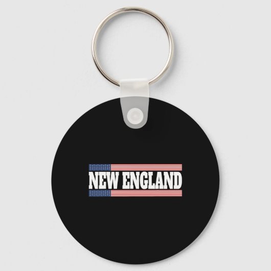 New England Usa Flag Patriotic State Varsity New E Sleutelhanger (Voorkant)