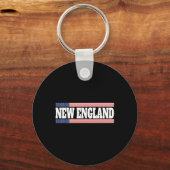 New England Usa Flag Patriotic State Varsity New E Sleutelhanger (Voorkant)