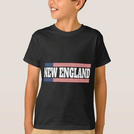 New England Usa Flag Patriotic State Varsity New E T-shirt (Voorkant)