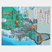 New England USA Fun Map Fleece Deken (Voorkant (Horizontaal))
