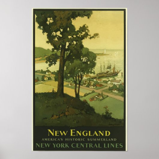 New England USA Vintage Travel Poster (Voorkant)