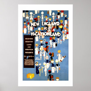 New England Vintage Travel Poster
