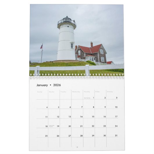 New England vuurtoren kalender (Jan 2026)