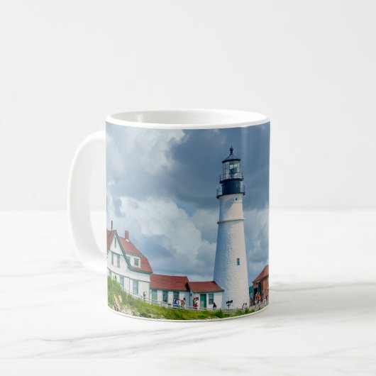 New England vuurtoren kustlandschap Koffiemok (Voorkant links)