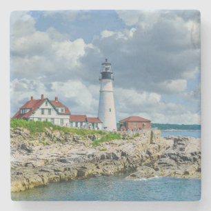 New England vuurtoren kustlandschap Stenen Onderzetter