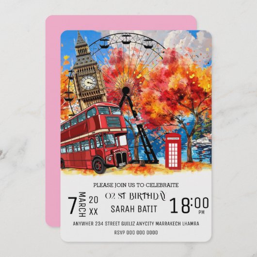 New England Waterverf Invitation SJABLOON, East C Kaart (Voorkant / Achterkant)