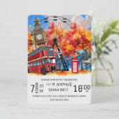 New England Waterverf Invitation SJABLOON, East C Kaart (Staand voorkant)