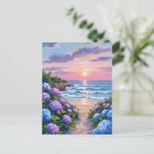 New England Zomer | Hydrangea Strand Schilderij Briefkaart (Staand voorkant)