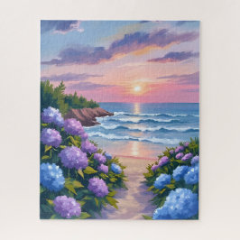 New England Zomer | Hydrangea Strand Schilderij Legpuzzel