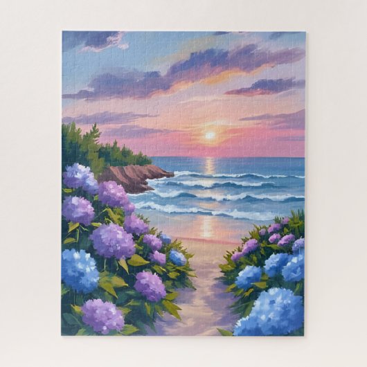 New England Zomer | Hydrangea Strand Schilderij Legpuzzel (Verticaal)