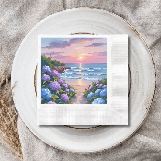New England Zomer | Hydrangea Strand Schilderij Servet
