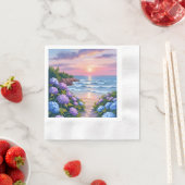 New England Zomer | Hydrangea Strand Schilderij Servet (Insitu)