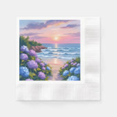New England Zomer | Hydrangea Strand Schilderij Servet (Voorkant)