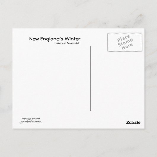 New England's Winter Briefkaart (Achterkant)