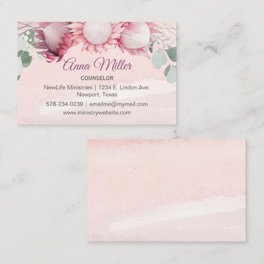 New Eucalyptus Gentle roze counseling Ministry Visitekaartje (Voorkant / Achterkant)