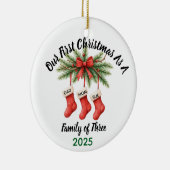 New Family of 3 First Christmas Keepsake 2025 Keramisch Ornament (Rechts)