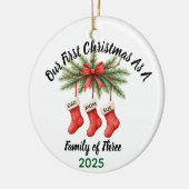 New Family of 3 First Christmas Keepsake 2025 Keramisch Ornament (Links)