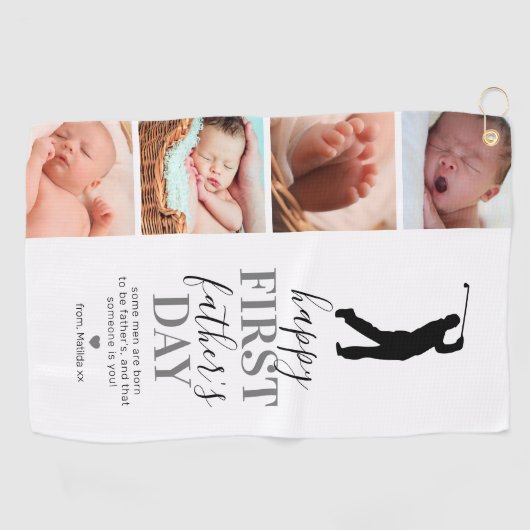 New Father Photo Collage Golfhanddoek (Horizontaal)