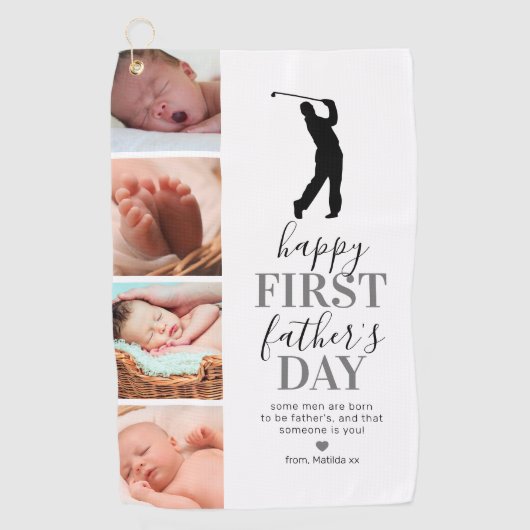 New Father Photo Collage Golfhanddoek (Voorkant)