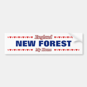 NEW FOREST - My Home - England; Rode en roze harte Bumpersticker