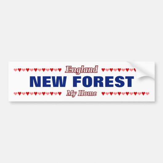 NEW FOREST - My Home - England; Rode en roze harte Bumpersticker (Voorkant)
