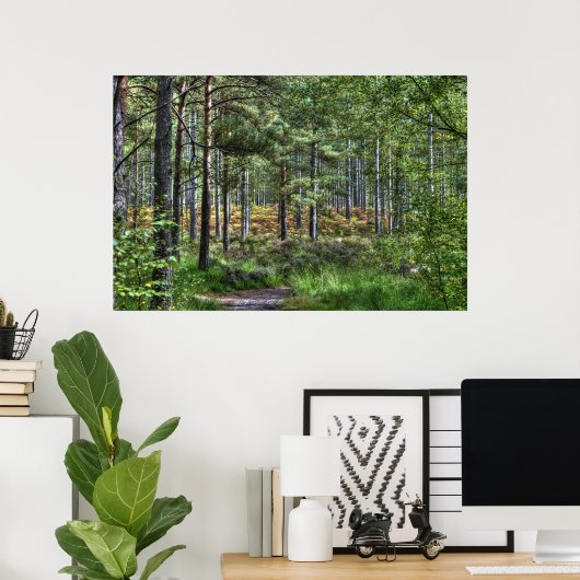 New Forest Woodland Trees Natuur Scene, Engeland Poster (Thuiskantoor)