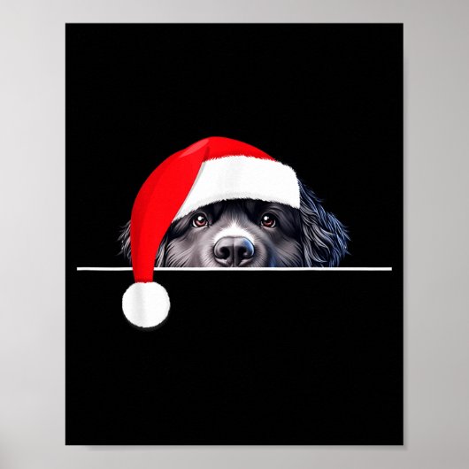 New Foundland Dog Lover Funny Santa Hat Christmas  Poster (Voorkant)
