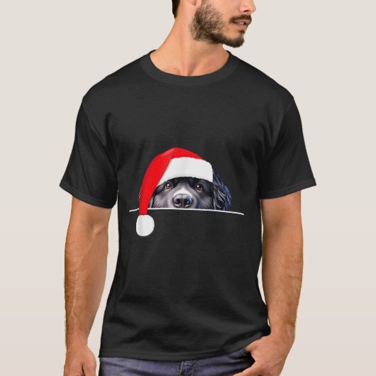 New Foundland Dog Lover Funny Santa Hat Christmas T-shirt (Voorkant)