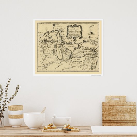New France Canada Map 1755 Poster (Keuken)