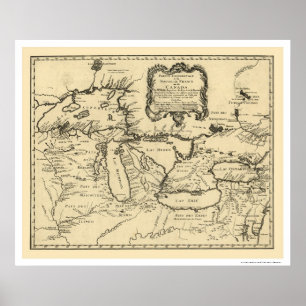 New France Canada Map 1755 Poster