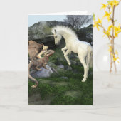 New Friends Baby Dragon en Unicorn Foal Fantasy Kaart (Gele Bloem)