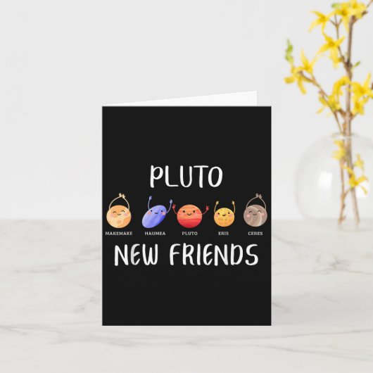 New Friends Dwarf Planets Funny Astronomy Science Kaart (Gele Bloem)