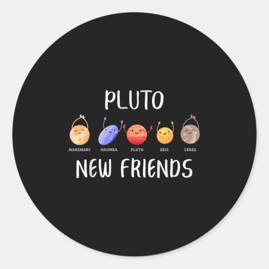 New Friends Dwarf Planets Funny Astronomy Science Ronde Sticker (Voorkant)