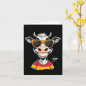 New Glarus Wi Usa Funny Cow Cartoon Design  Kaart (Gele Bloem)