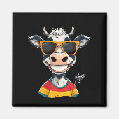 New Glarus Wi Usa Funny Cow Cartoon Design  Magneet (Voorkant)