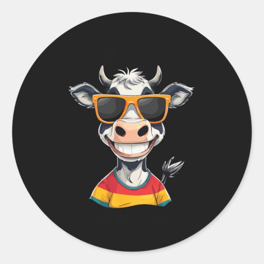 New Glarus Wi Usa Funny Cow Cartoon Design Ronde Sticker (Voorkant)