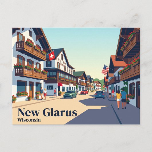 New Glarus, Wisconsin VS Briefkaart (Voorkant)